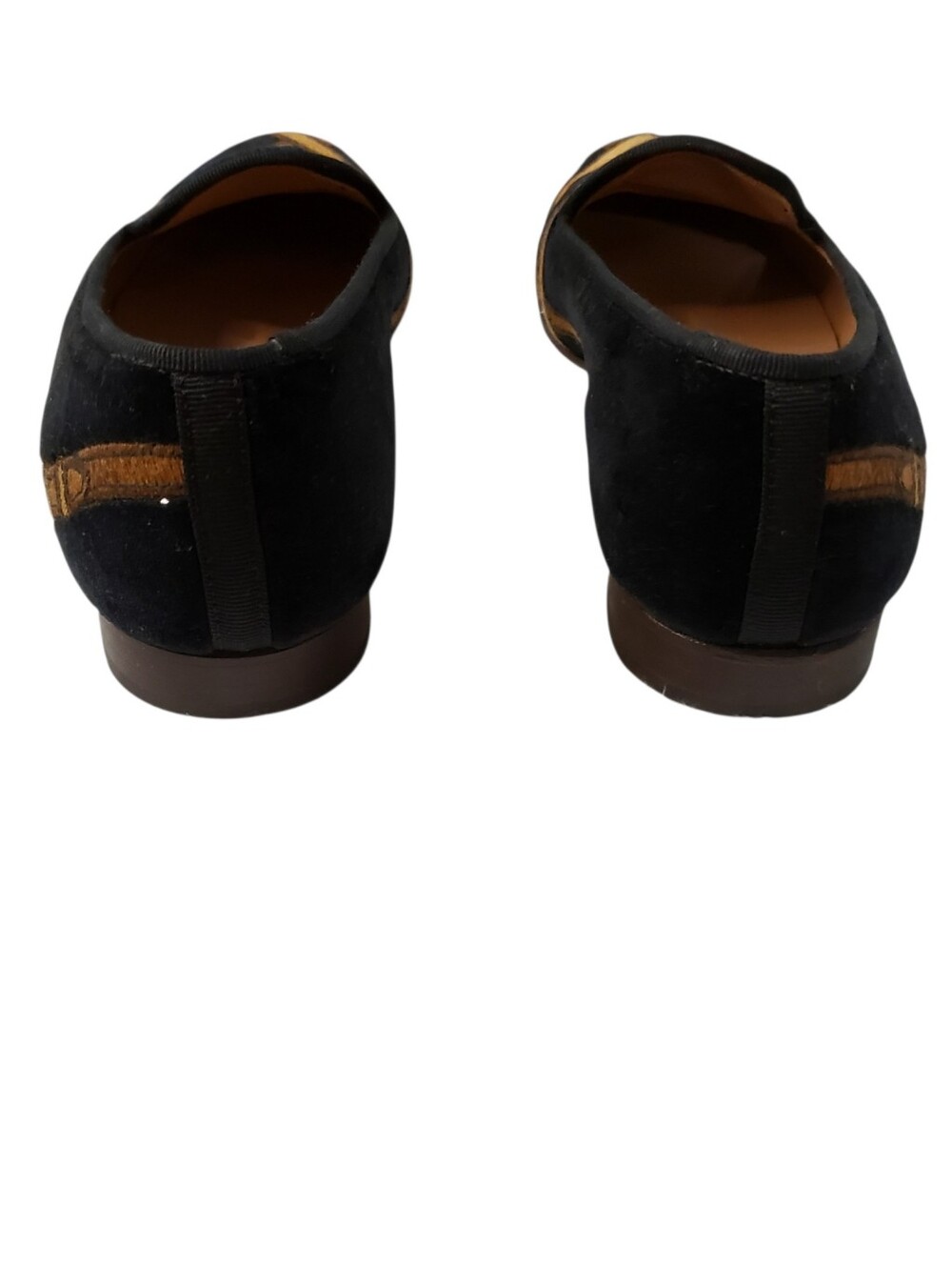 Stubbs & Wotton Black Velvet Embroidered Loafers with Gold Trim - Women Size 7.5 - Picture 3 of 8
